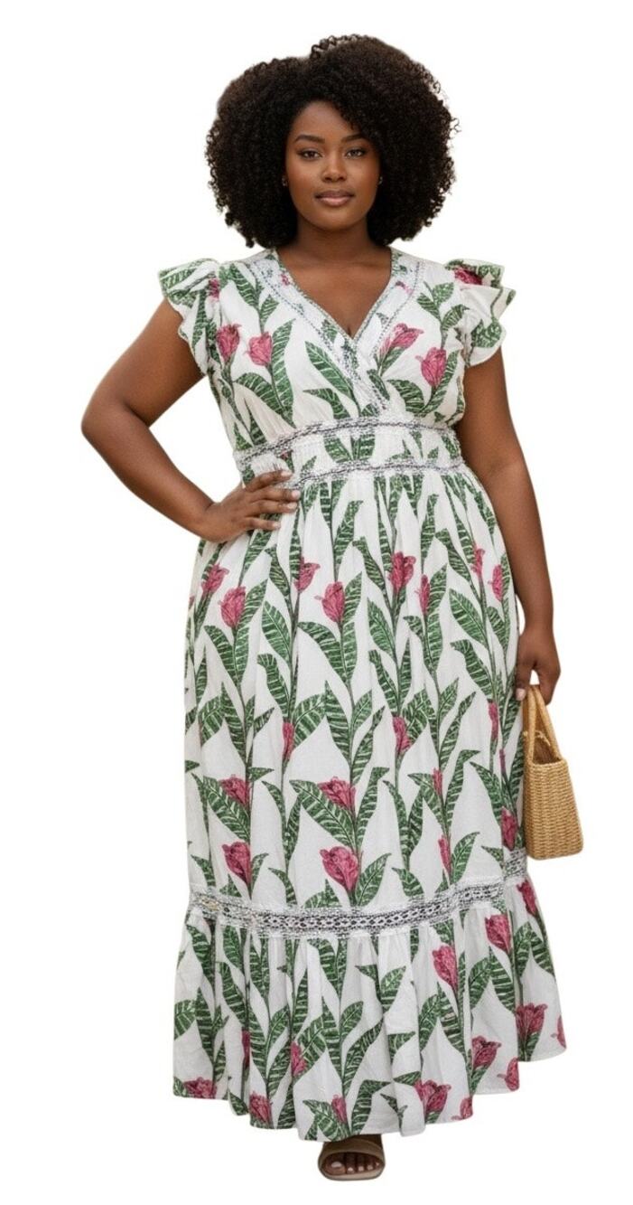 Layered With Love $178 Nathalie Short Sleeve Illusion Hem V-Neck Lace Dress 3X